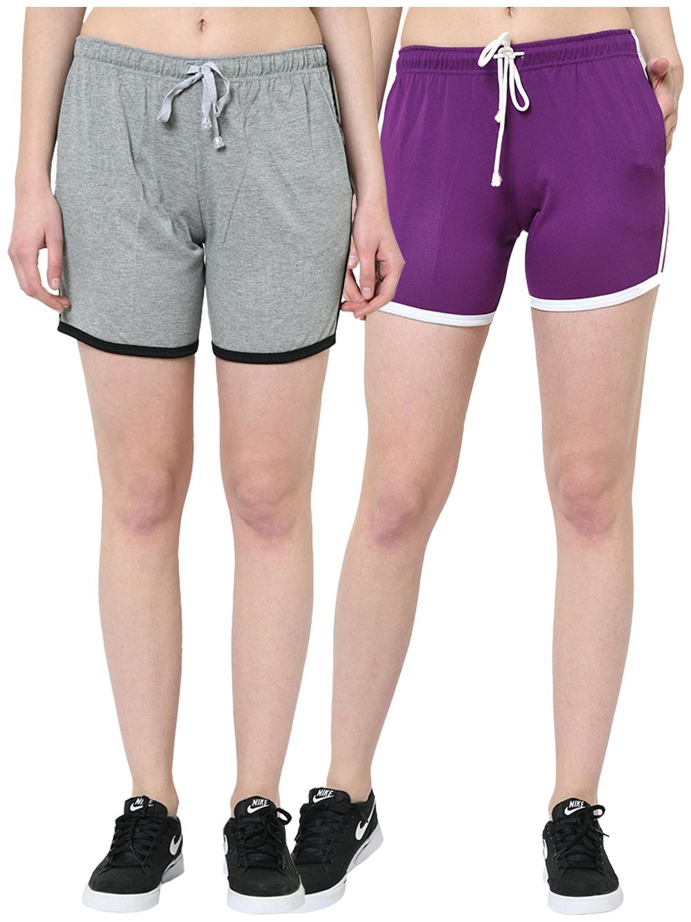

VIMAL JONNEY Women Solid Regular shorts - Grey Purple