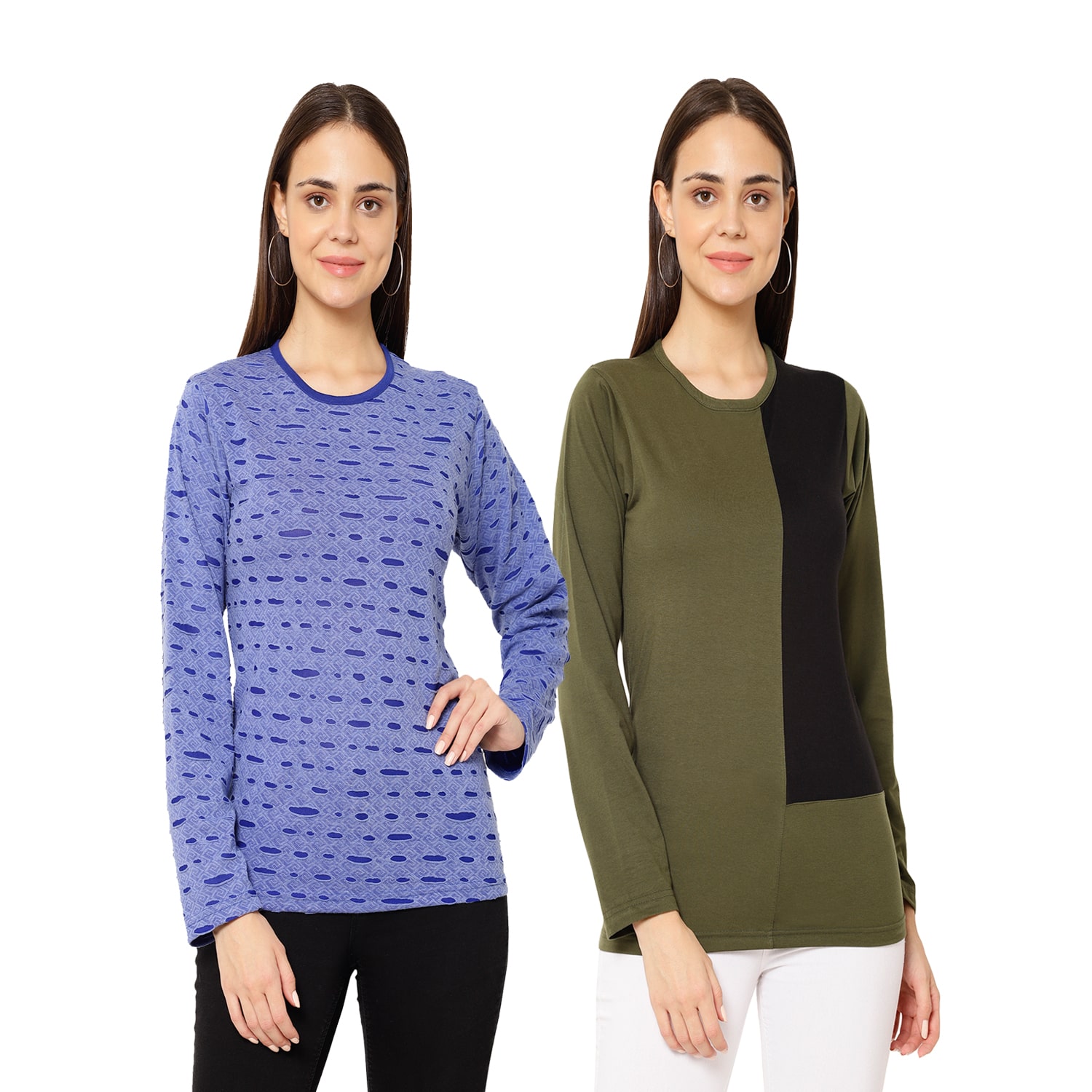

VIMAL JONNEY Women Multi Regular fit Round neck Cotton T shirt