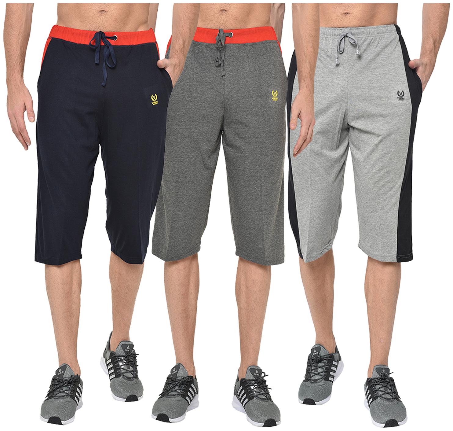 

VIMAL JONNEY Men Navy Blue Grey Regular Fit Regular Shorts
