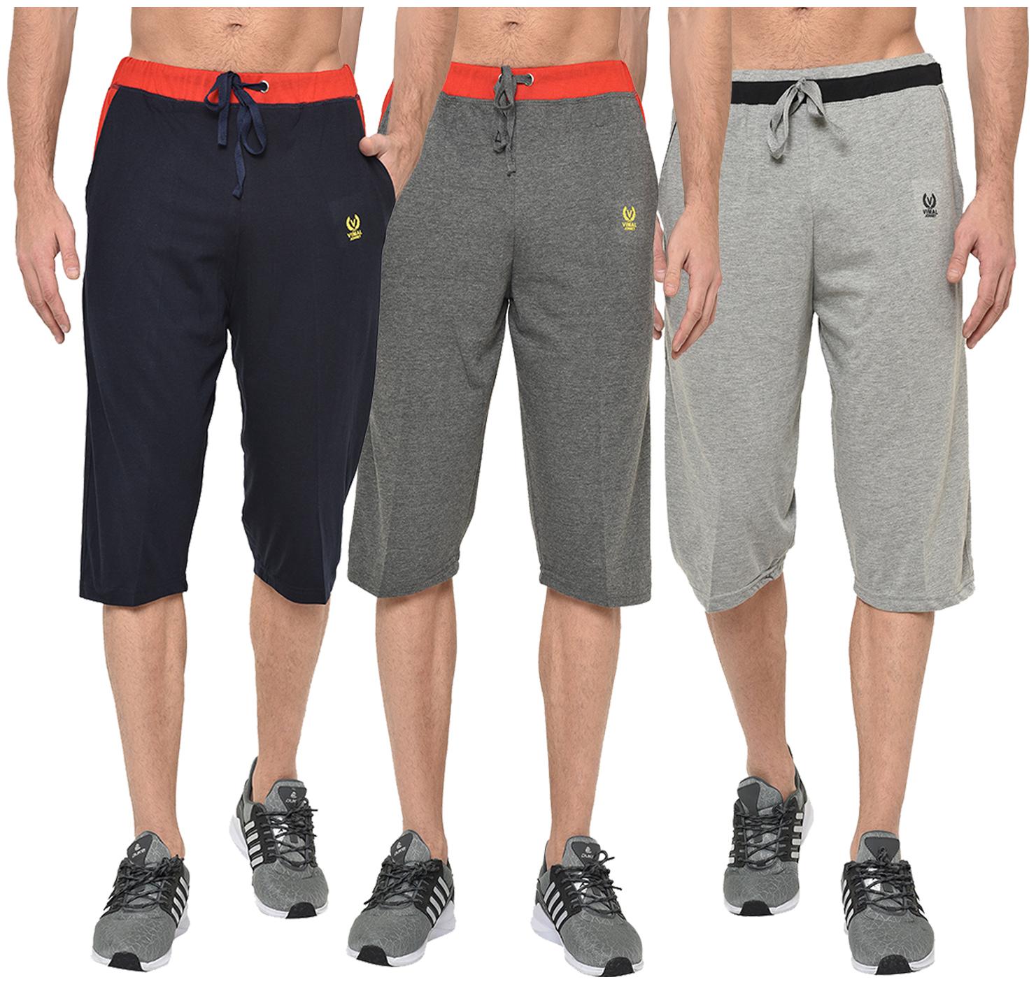 

VIMAL JONNEY Men Navy Blue Grey Regular Fit Regular Shorts