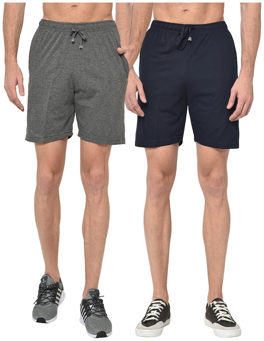 

VIMAL JONNEY Men Grey Navy Blue Regular Fit Regular Shorts