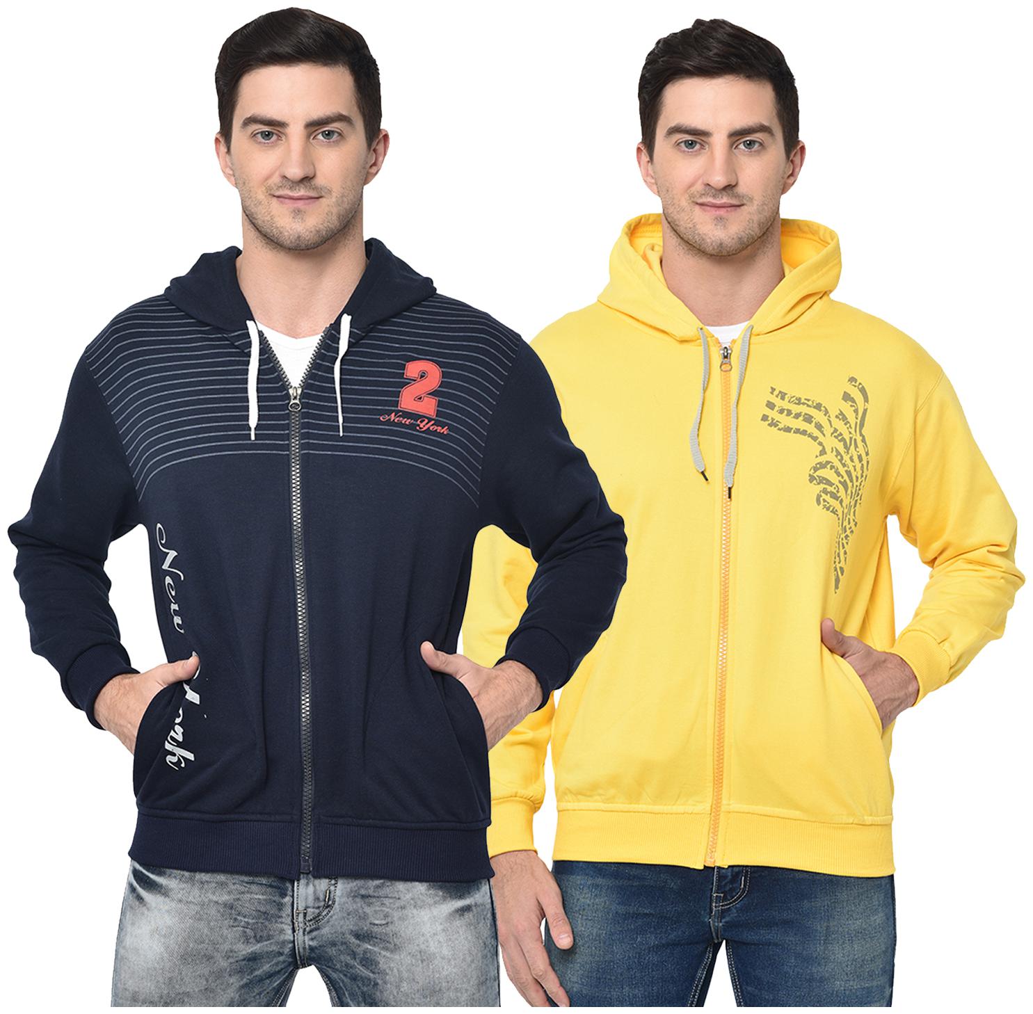 

VIMAL JONNEY Men Blue Yellow Hooded Hoodie