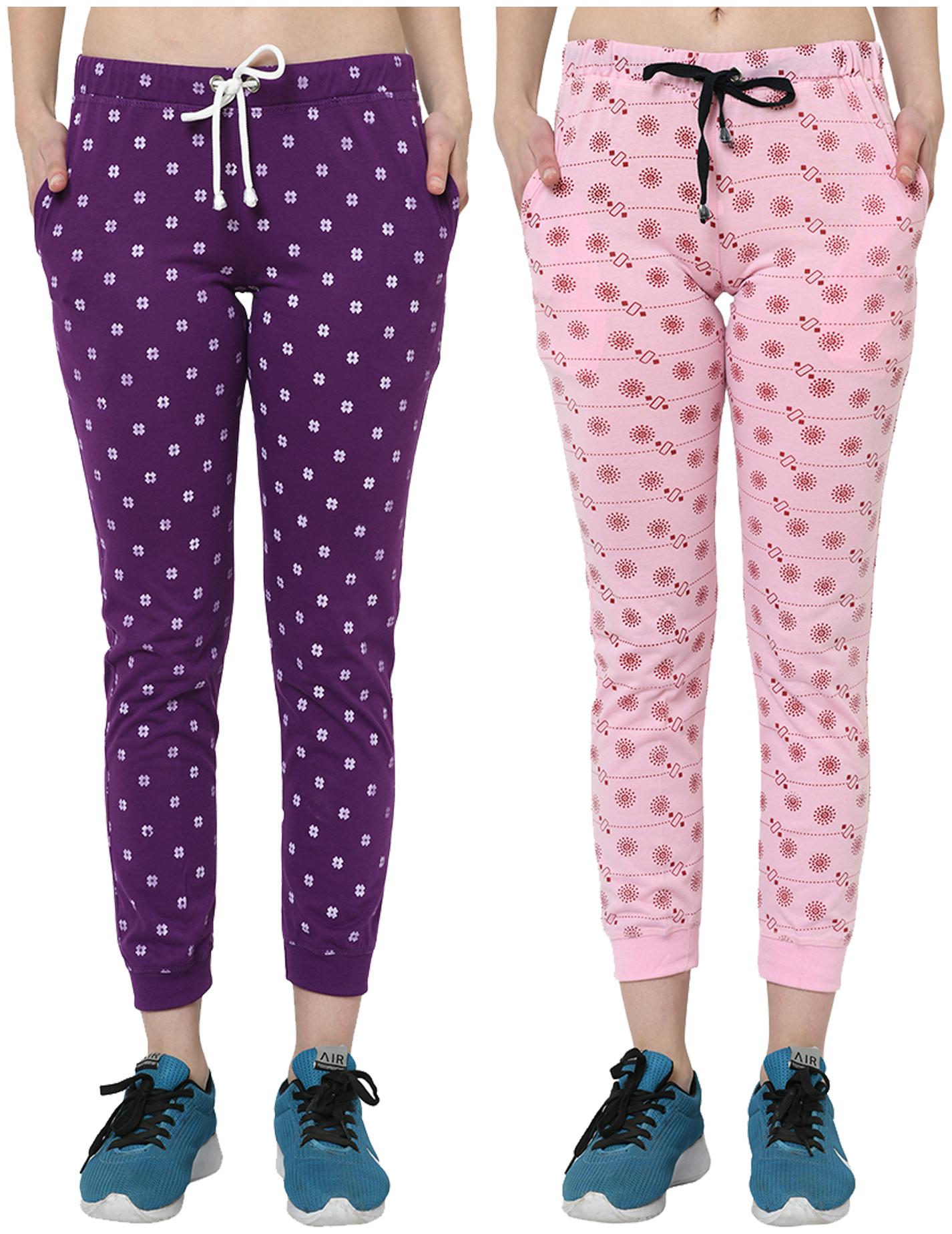 

VIMAL JONNEY Women Cotton Blend Printed Purple Pink Joggers
