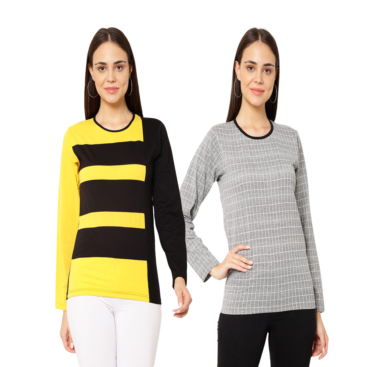 

VIMAL JONNEY Women Multi Regular fit Round neck Cotton T shirt