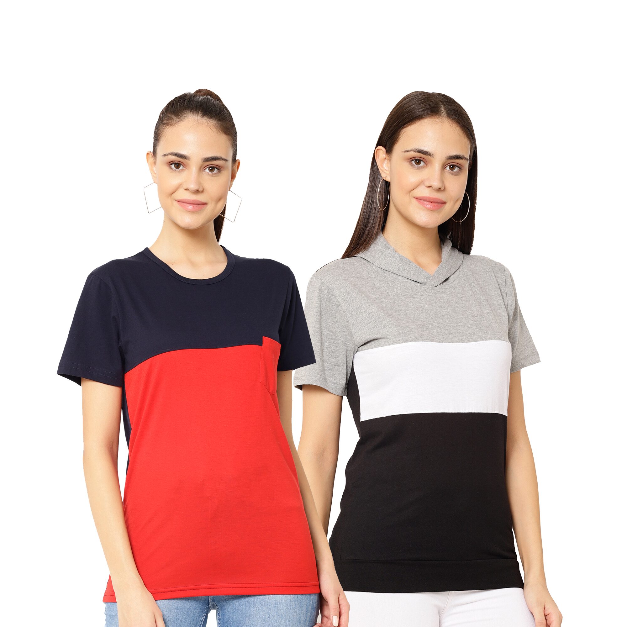 

VIMAL JONNEY Women Multi Regular fit Round neck Cotton blend T shirt
