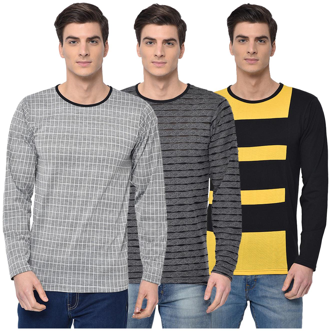 

VIMAL JONNEY Men Multi Regular fit Cotton Blend Round neck T-Shirt - Pack Of 3