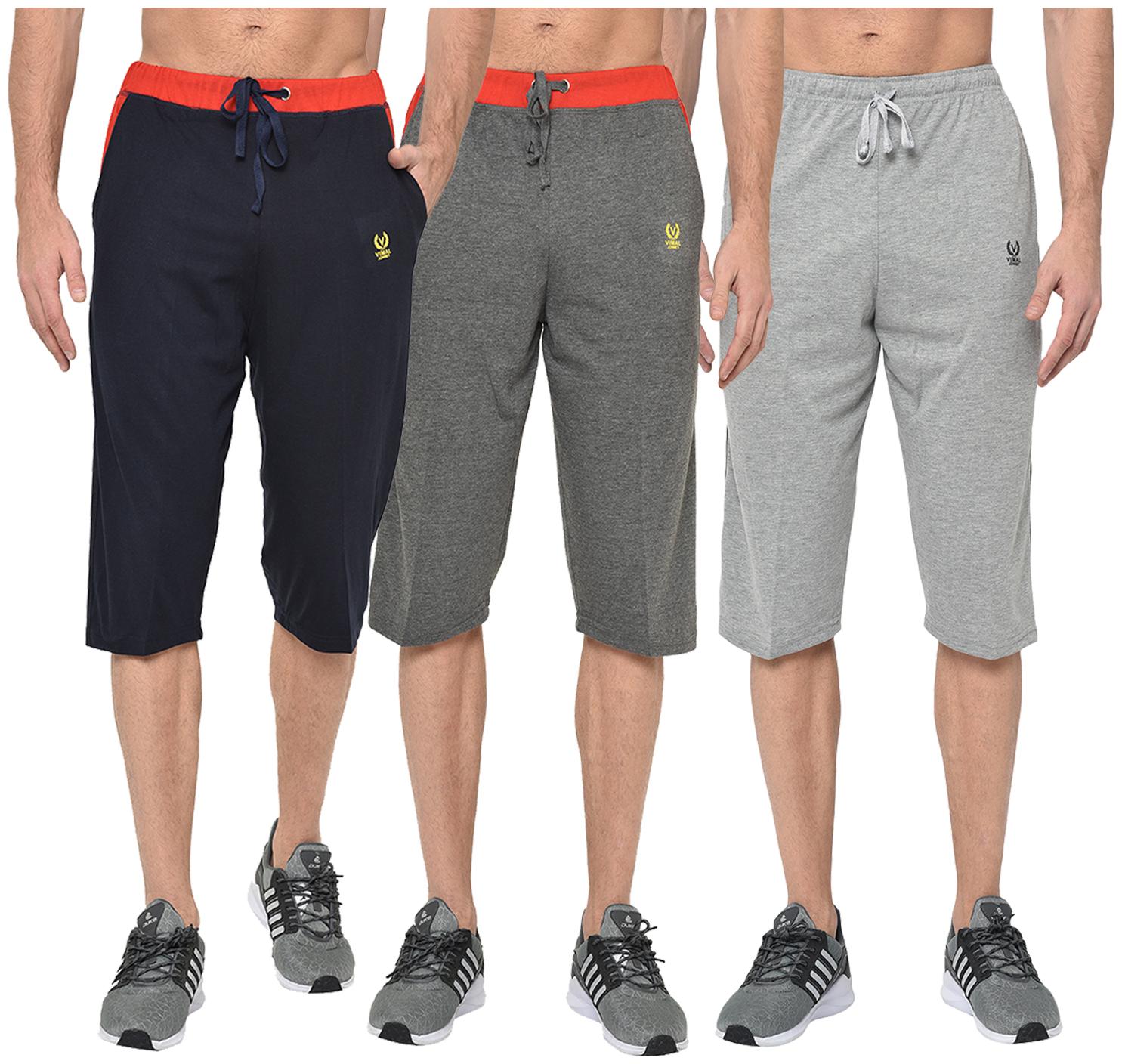 

VIMAL JONNEY Men Navy Blue Grey Regular Fit Regular Shorts