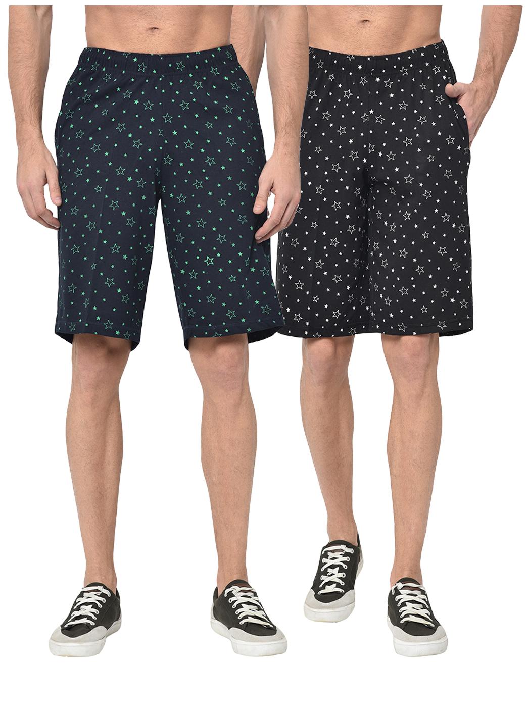 

VIMAL JONNEY Men Navy Blue Black Regular Fit Regular Shorts