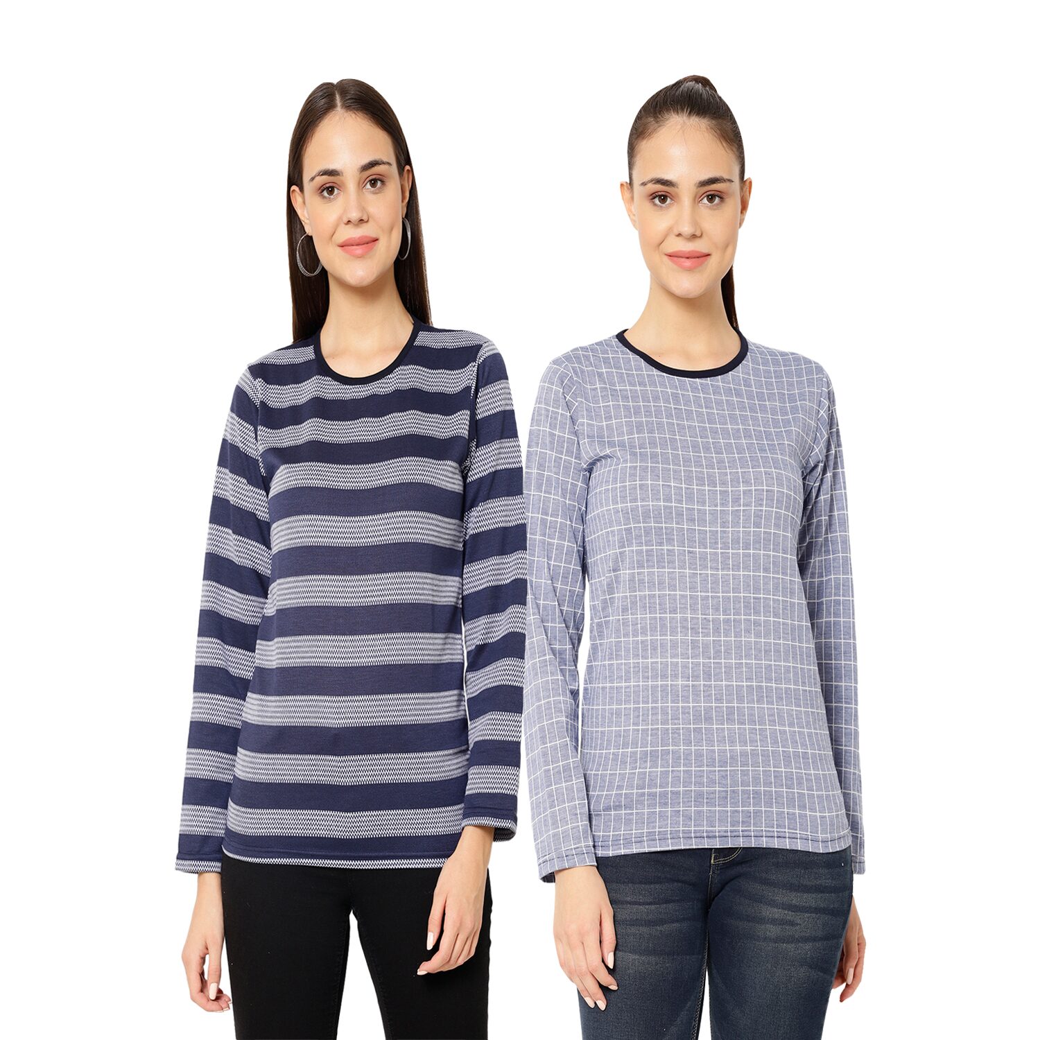 

VIMAL JONNEY Women Blue Regular fit Round neck Cotton T shirt