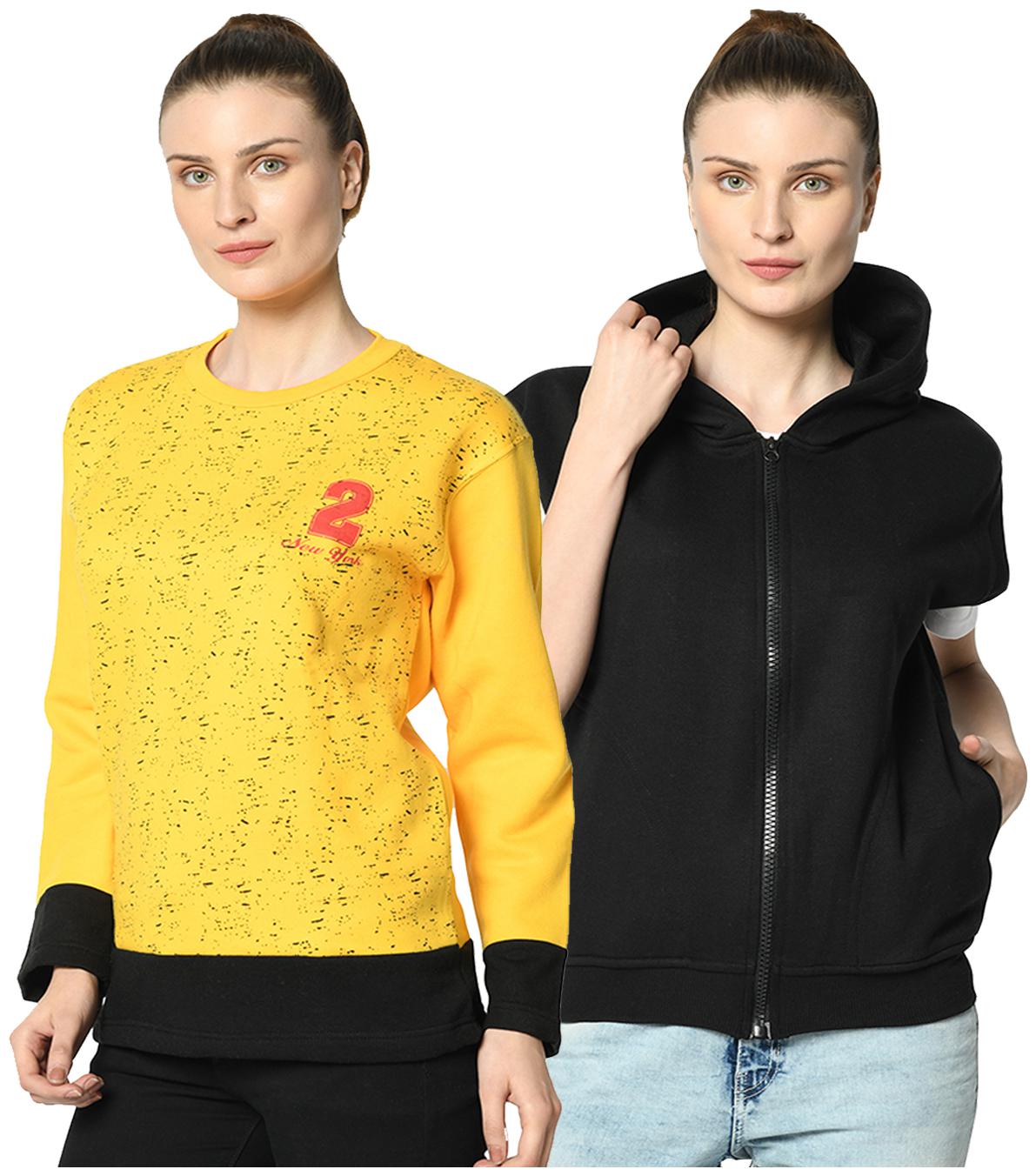 

VIMAL JONNEY Women Printed Sweatshirt - Yellow Black