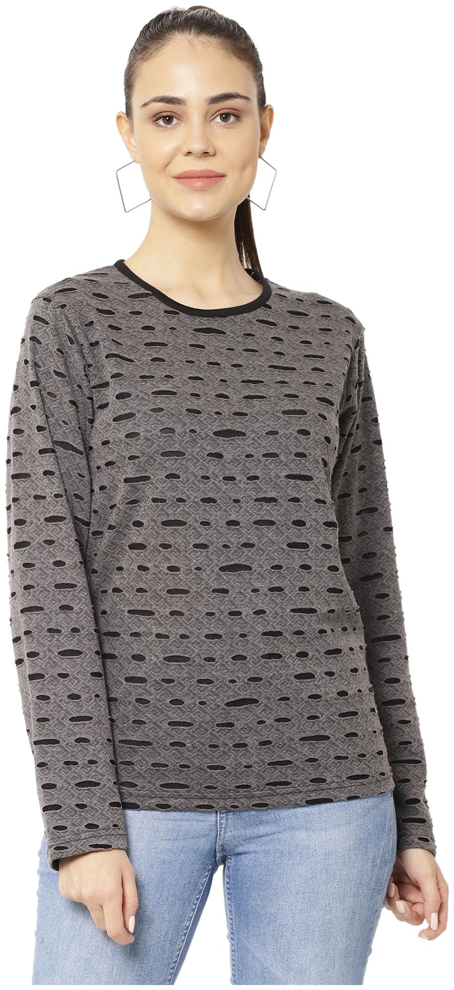 

VIMAL JONNEY Women Grey Regular fit Round neck Blended T shirt