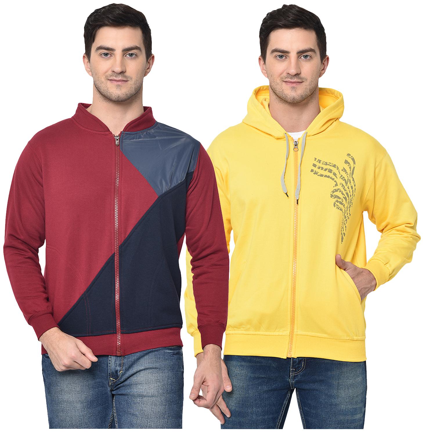 

VIMAL JONNEY Cotton Blend Colourblocked Multi Color Sweatshirt For Men (Pack Of 2)