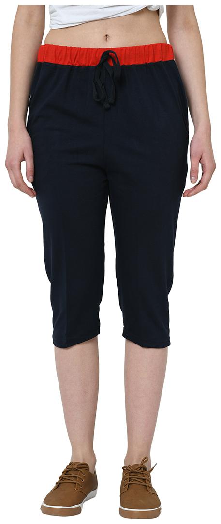 

Vimal Jonney Cotton Blended Navy 3 4th Capri For Womens