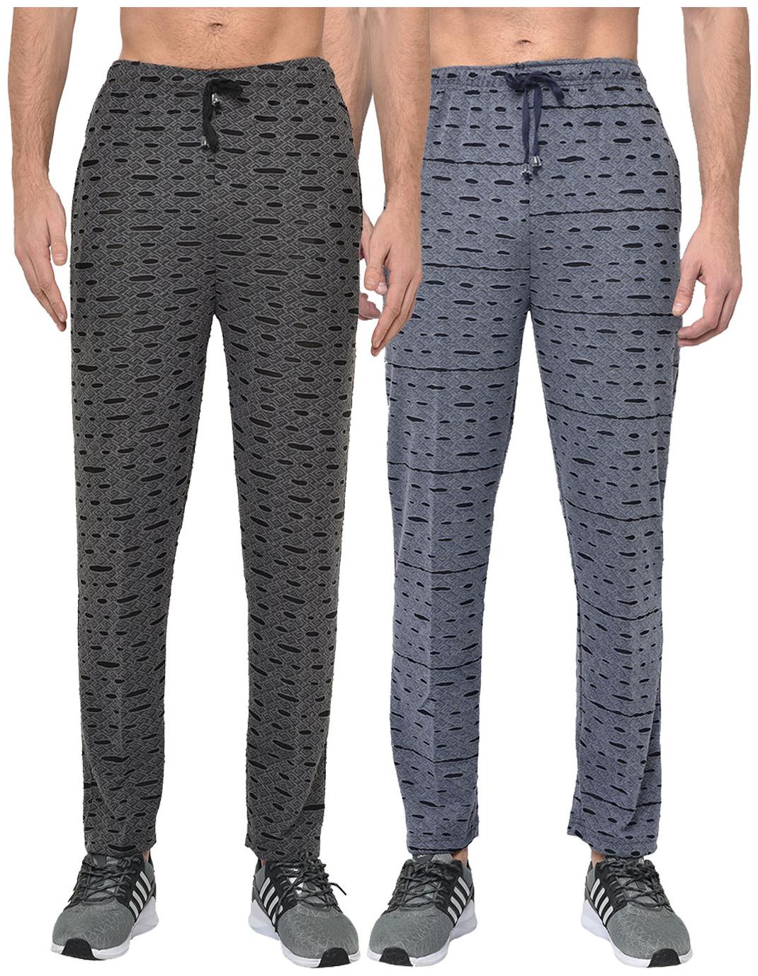 

VIMAL JONNEY Men Cotton Blend Self Design Black Navy Blue Track Pants