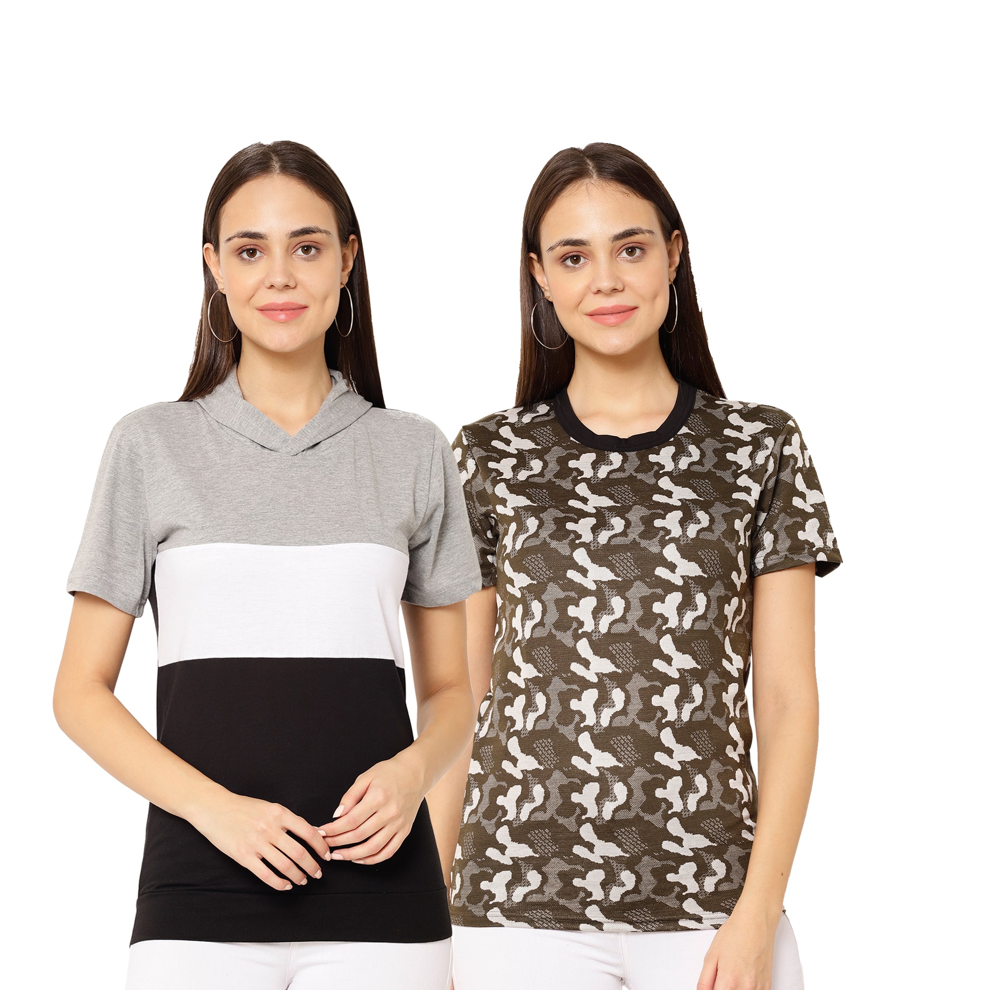 

VIMAL JONNEY Women Multi Regular fit Round neck Cotton T shirt