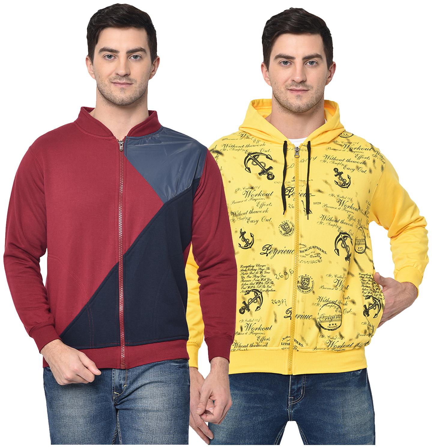 

VIMAL JONNEY Cotton Blend Colourblocked Multi Color Sweatshirt For Men (Pack Of 2)