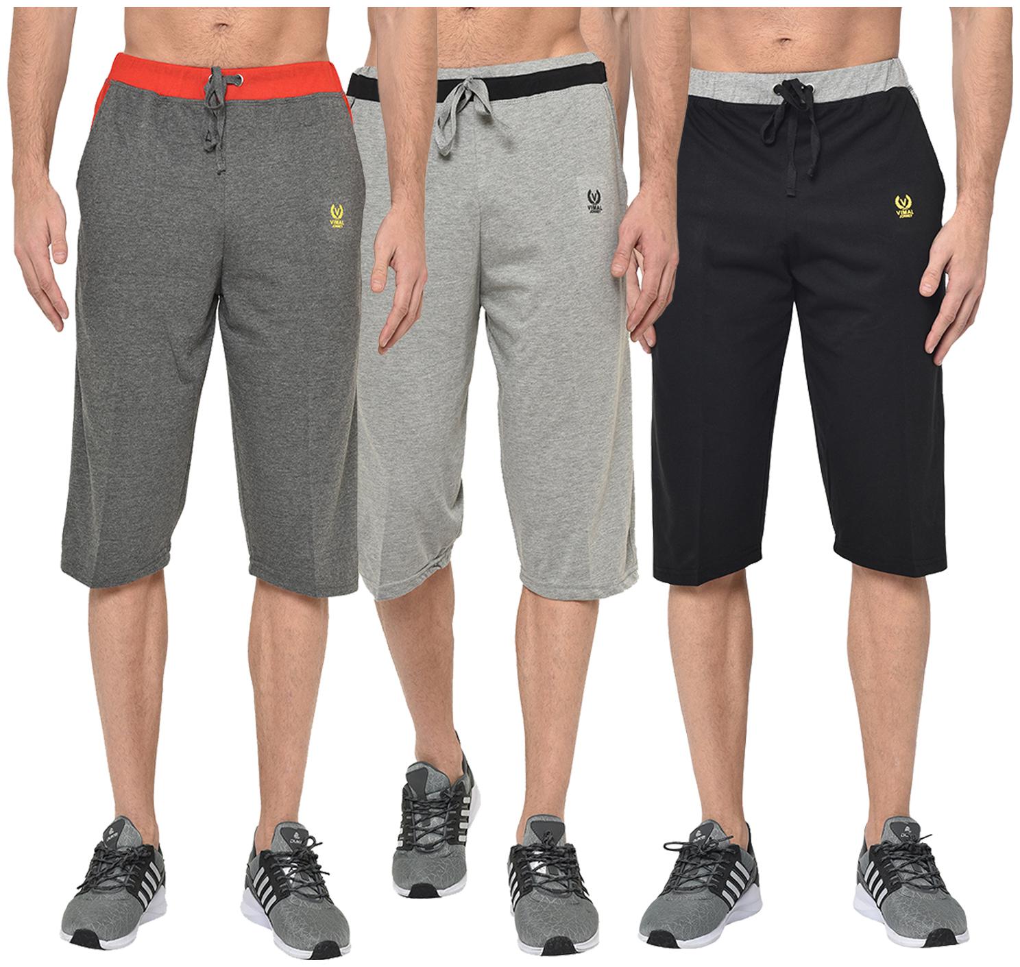 

VIMAL JONNEY Men Grey Black Regular Fit Regular Shorts