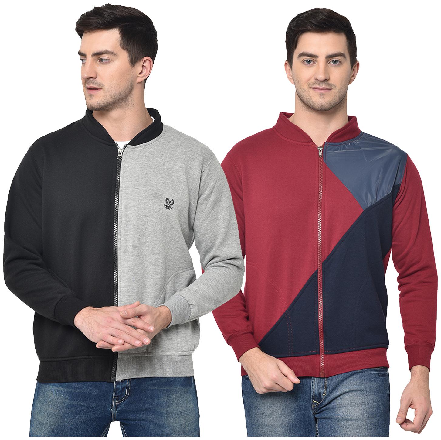 

VIMAL JONNEY Cotton Blend Colourblocked Multi Color Sweatshirt For Men (Pack Of 2)