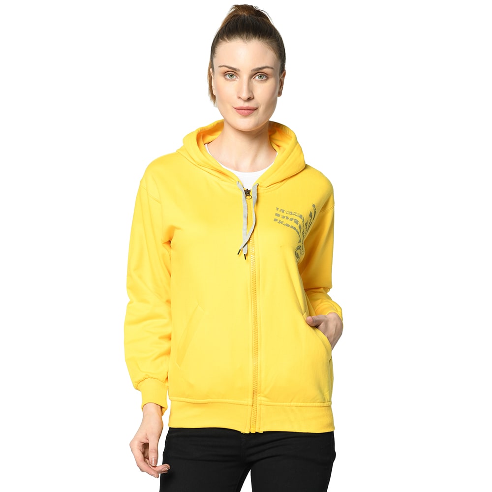 

VIMAL JONNEY Women Solid Sweatshirt - Yellow