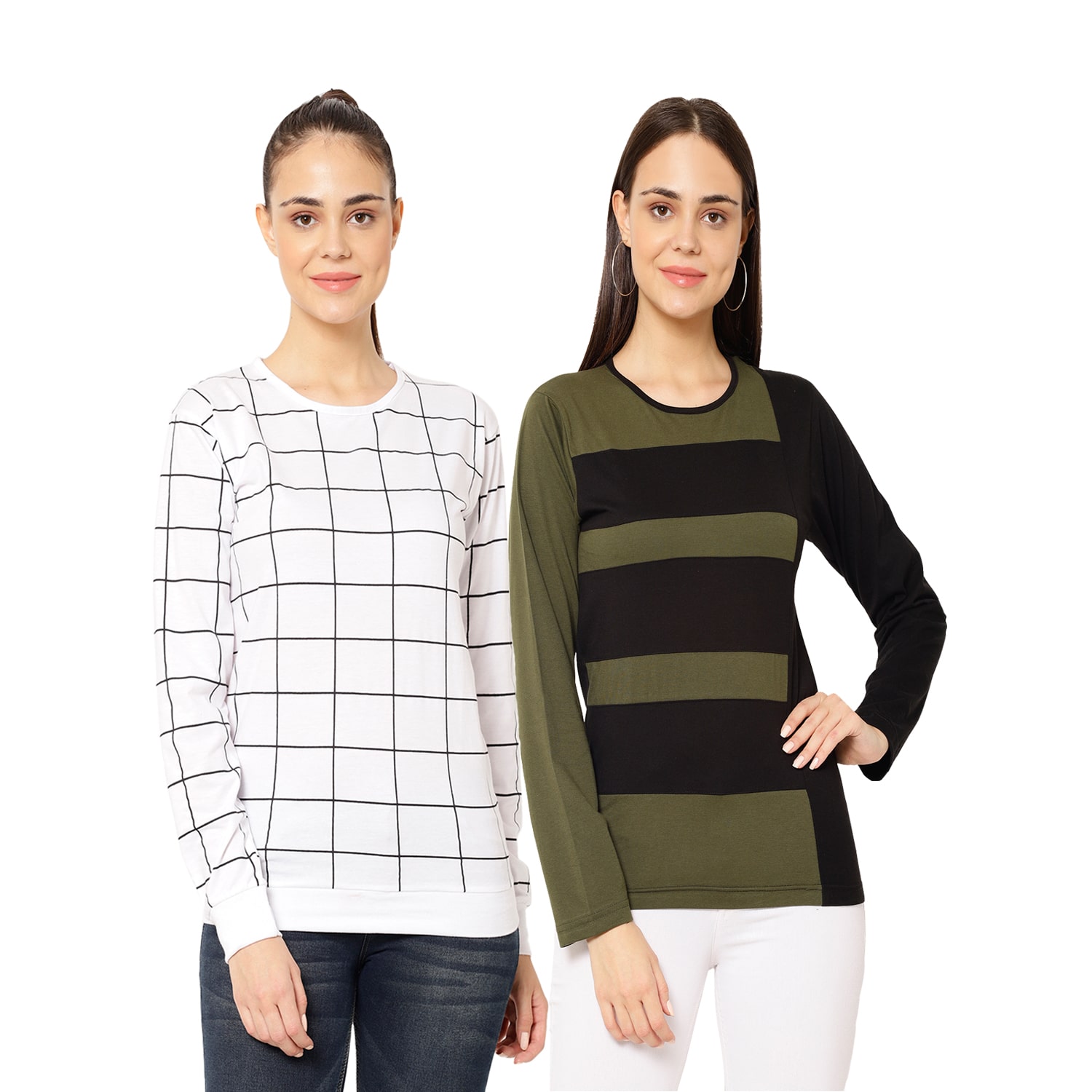 

VIMAL JONNEY Women Multi Regular fit Round neck Cotton T shirt