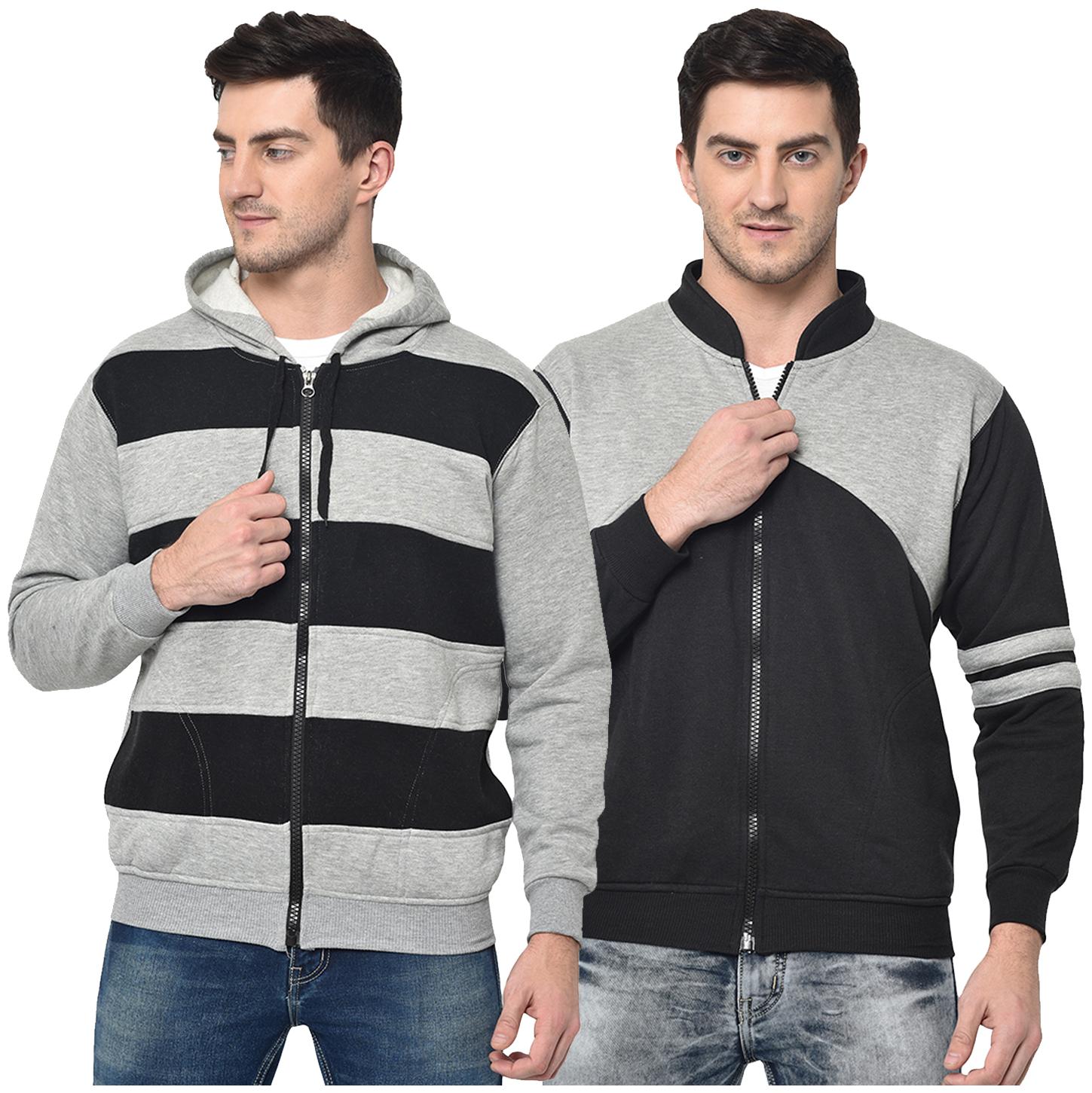 

VIMAL JONNEY Men Grey Black Hooded Hoodie