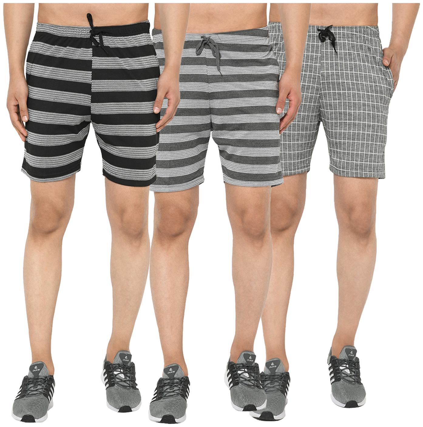

VIMAL JONNEY Men Black Grey Regular Fit Regular Shorts