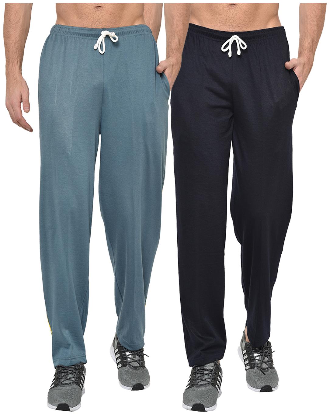 

VIMAL JONNEY Men Navy blue Grey Solid Regular fit Track pants