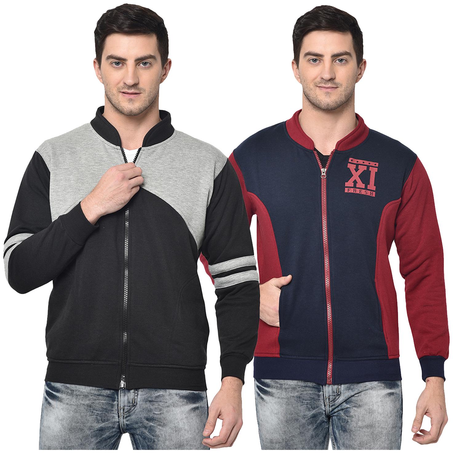 

VIMAL JONNEY Cotton Blend Colourblocked Multi Color Sweatshirt For Men (Pack Of 2)