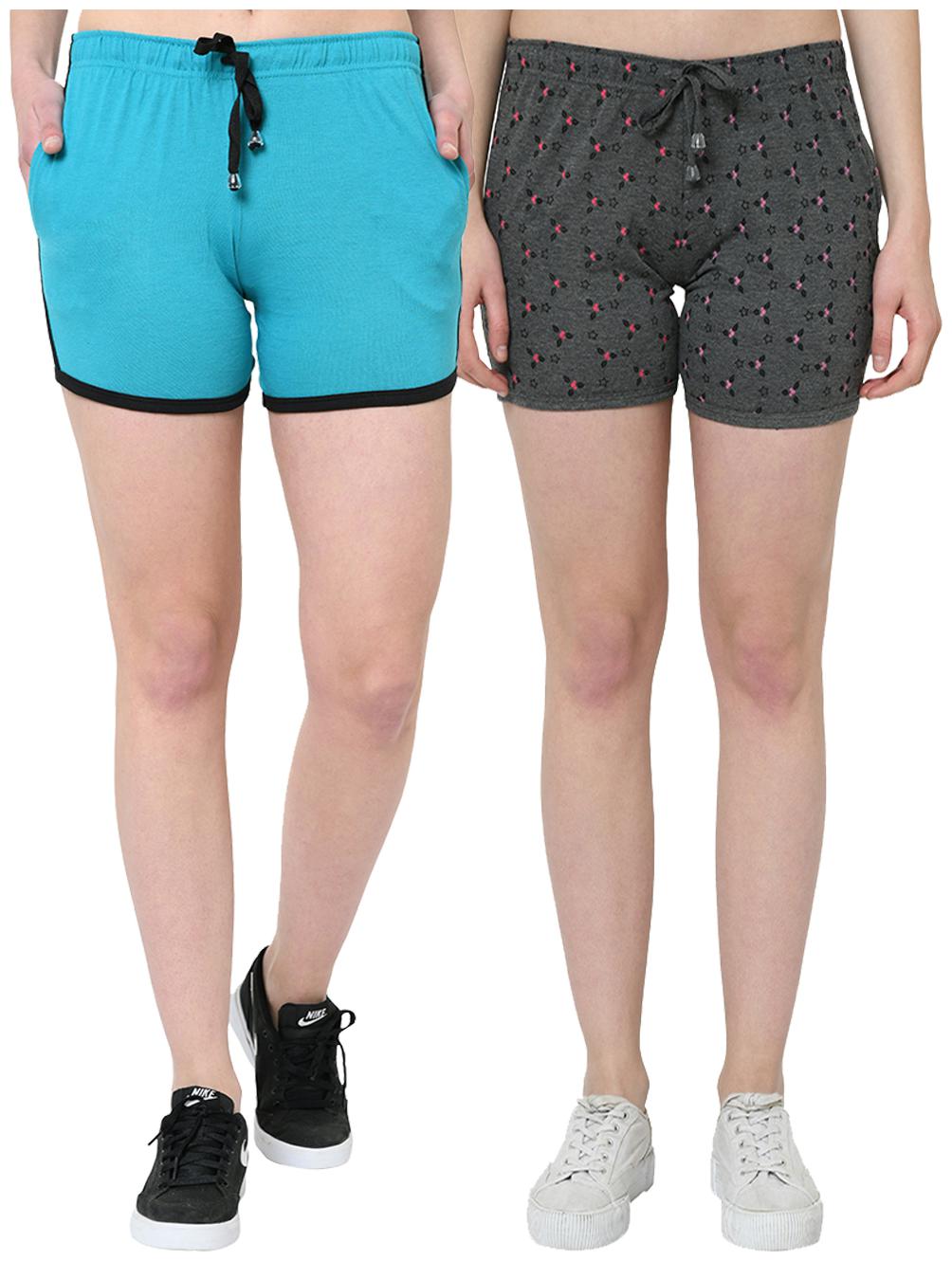 

VIMAL JONNEY Women Printed Regular shorts - Blue Grey