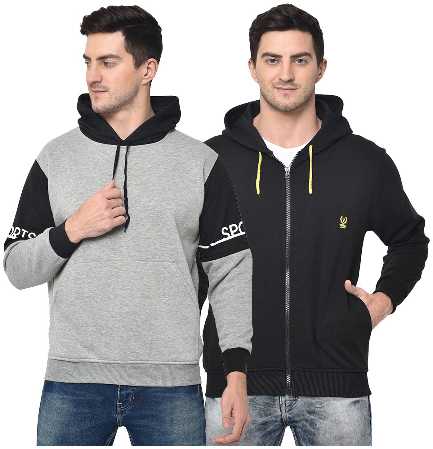 

VIMAL JONNEY Men Black Grey Hooded Hoodie