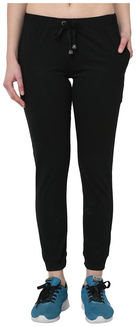 

VIMAL JONNEY Cotton Blend Solid Black Joggers For Women