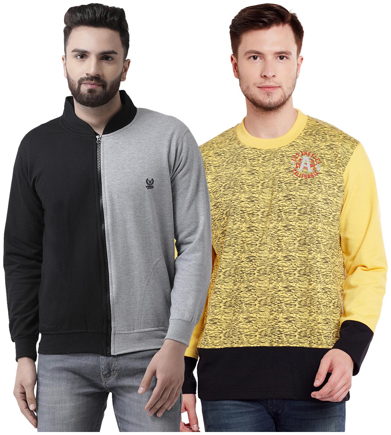 

VIMAL JONNEY Multicolor Cotton Sweatshirts For Men(Pack Of 2)