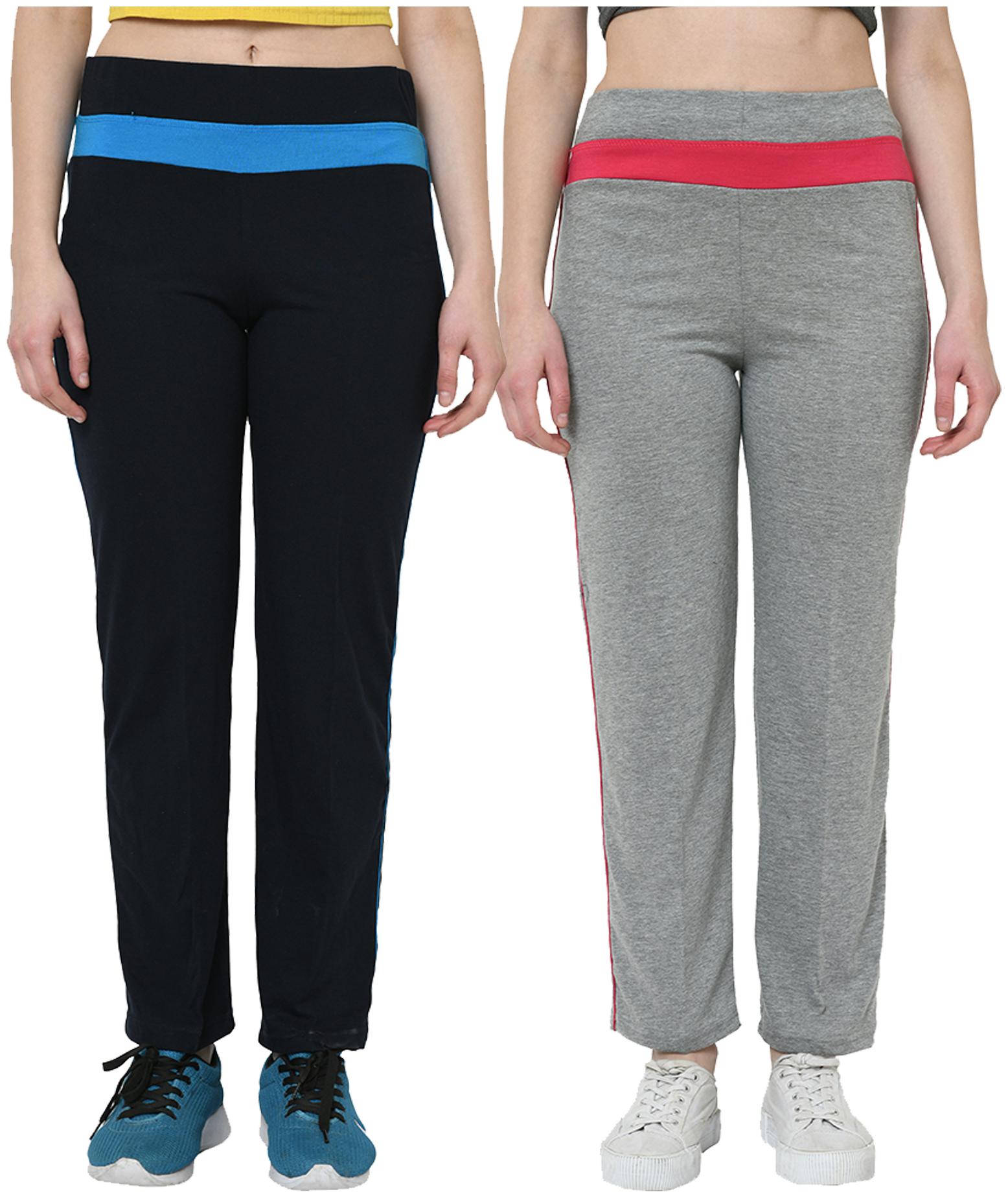 

VIMAL JONNEY Women Cotton Blend Solid Navy Grey Track Pants