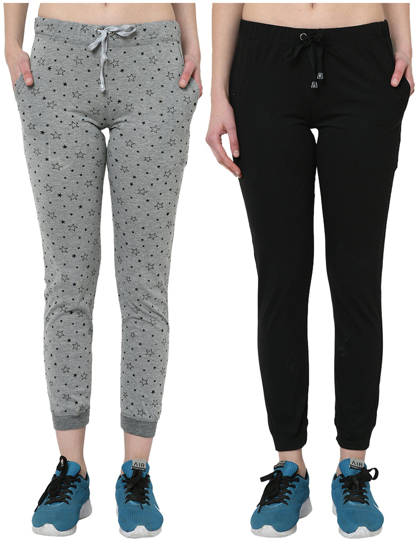 

VIMAL JONNEY Women Cotton Blend Printed Grey Black Joggers