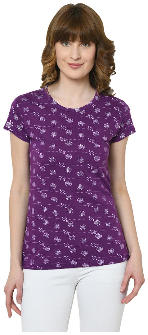 

VIMAL JONNEY Women Purple Regular fit Round neck Cotton T shirt