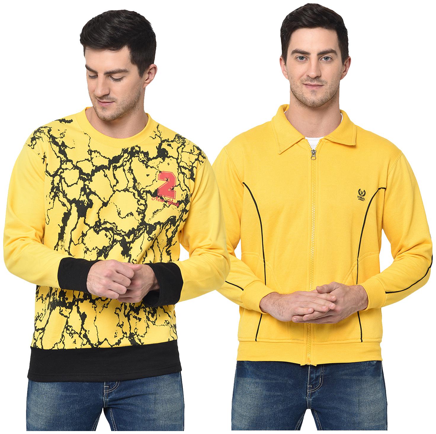 

VIMAL JONNEY Men Yellow Round neck Sweatshirt