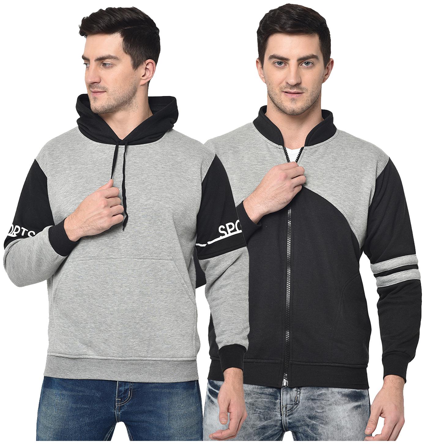 

VIMAL JONNEY Men Black Grey Hooded Hoodie