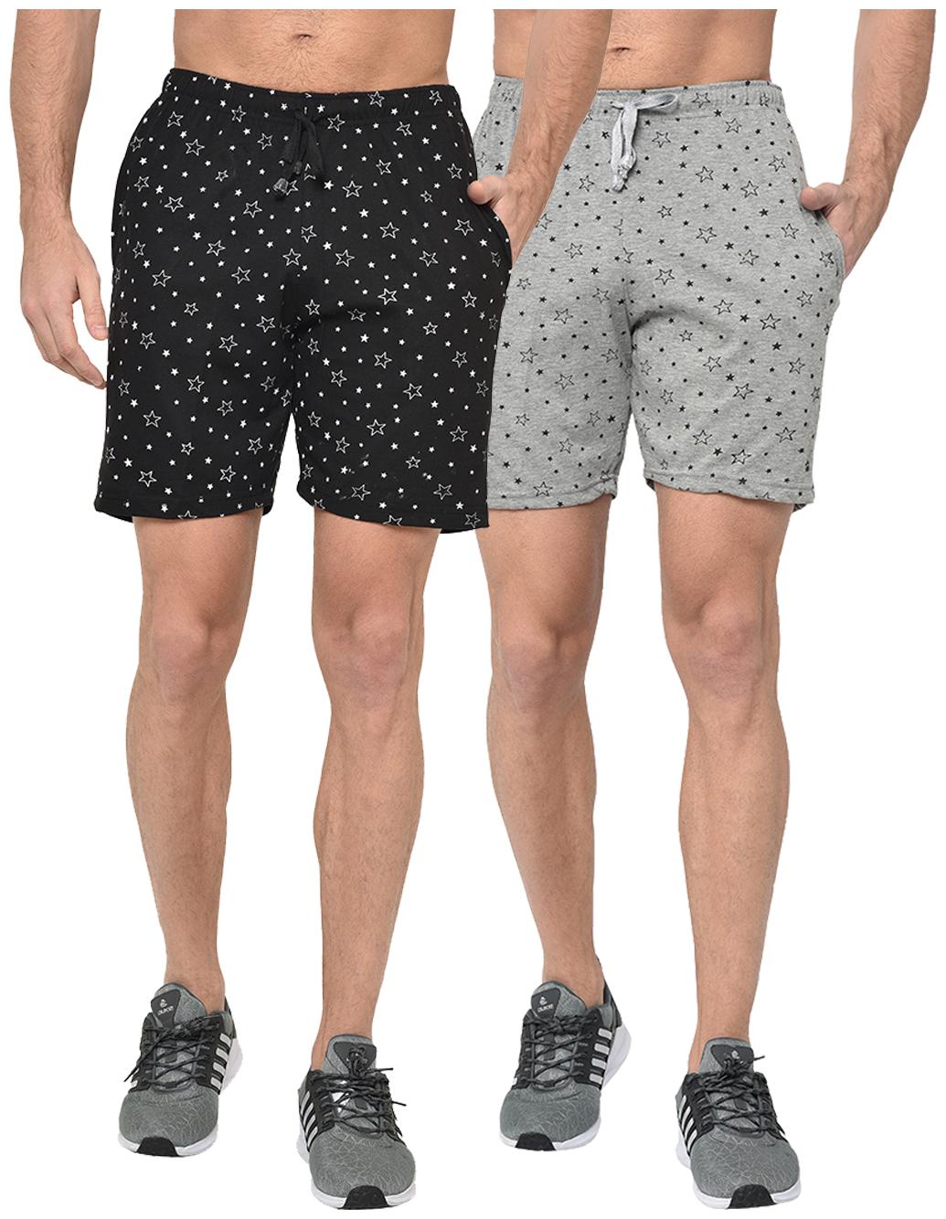 

VIMAL JONNEY Men Black Grey Regular Fit Regular Shorts