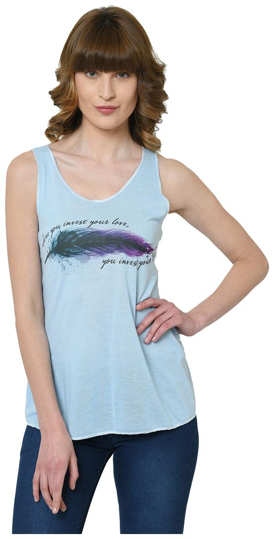 

VIMAL JONNEY Women Blue Regular fit U neck Cotton Tank top