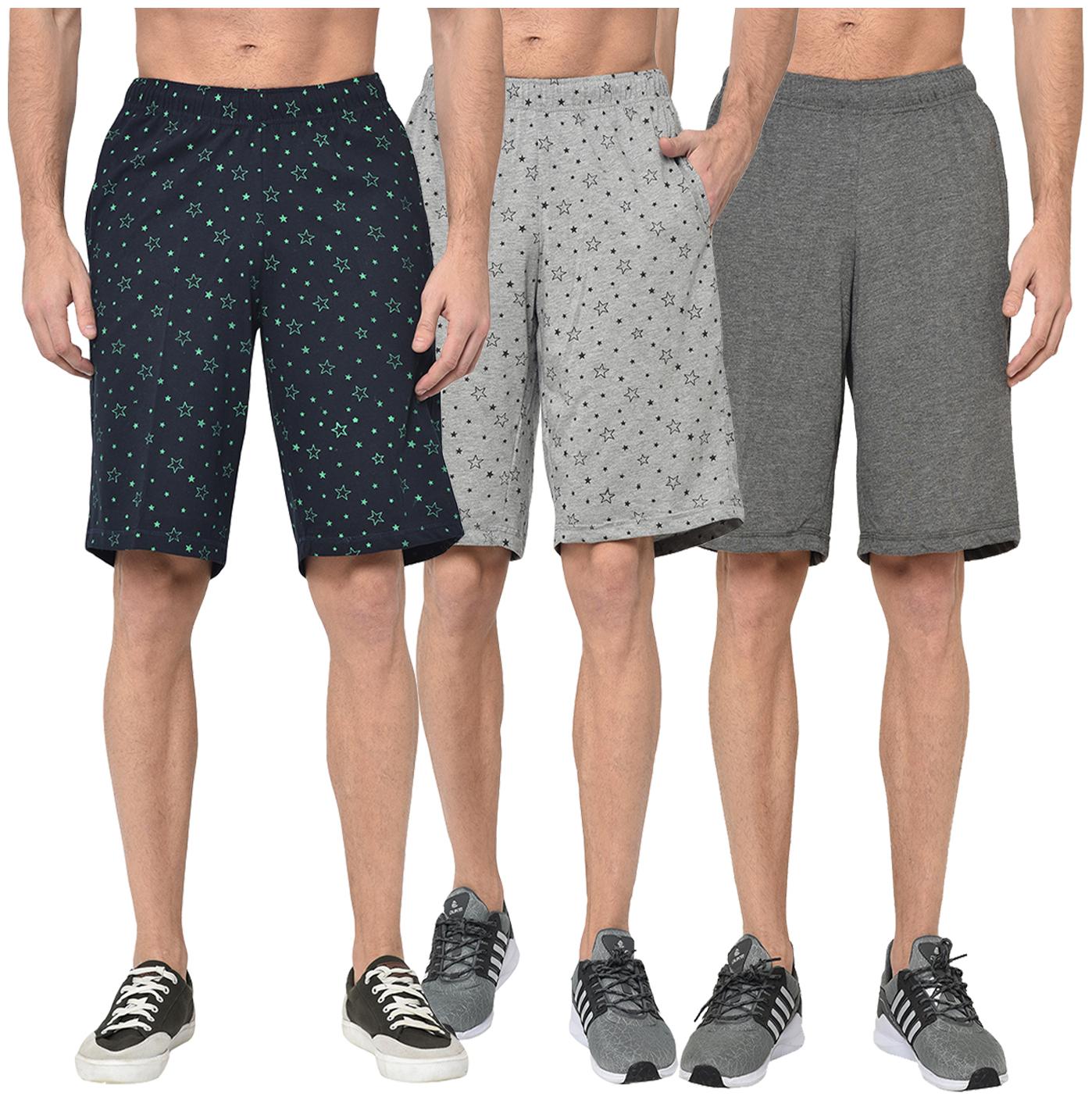 

VIMAL JONNEY Men Grey Navy Blue Regular Fit Regular Shorts