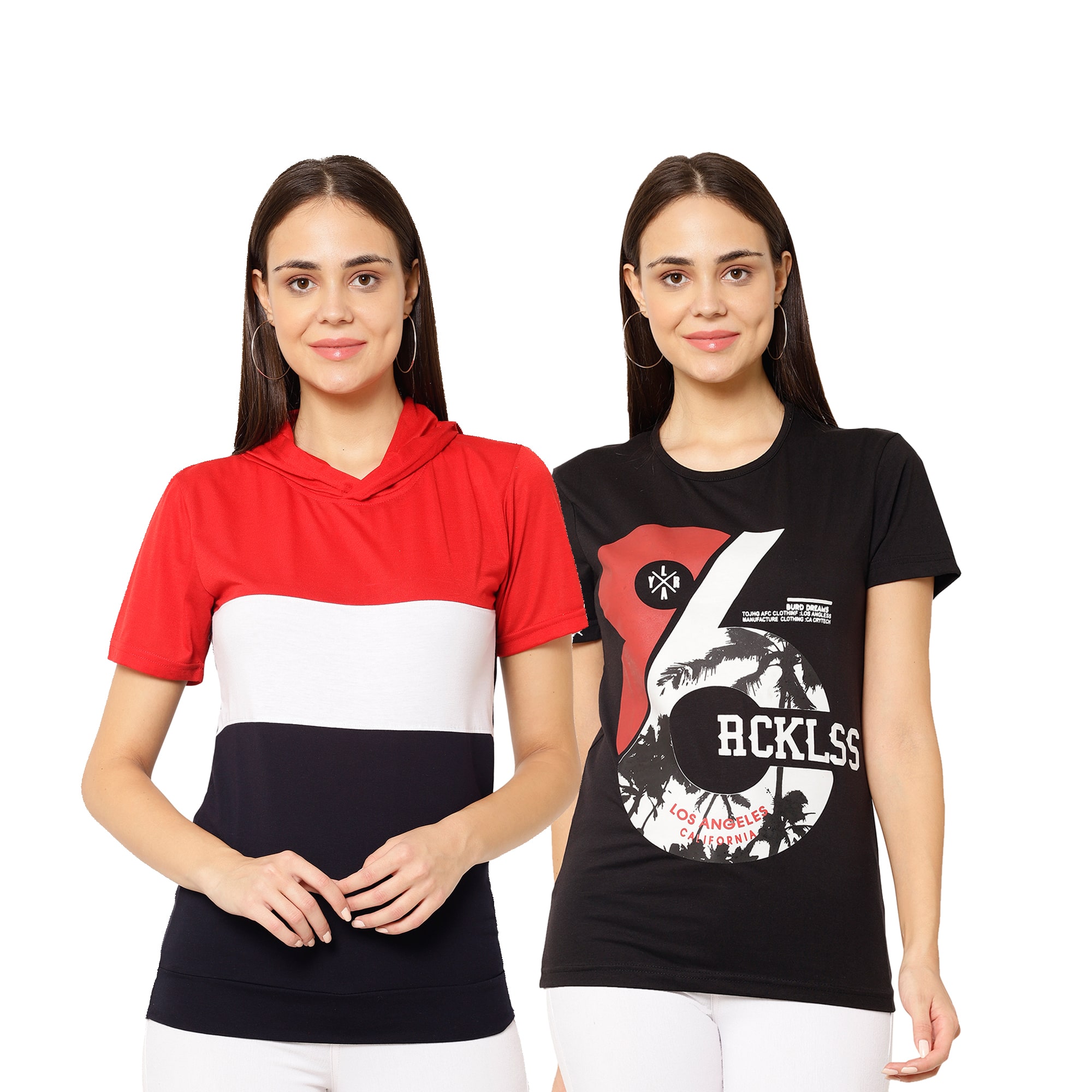 

VIMAL JONNEY Women Multi Regular fit Round neck Cotton T shirt