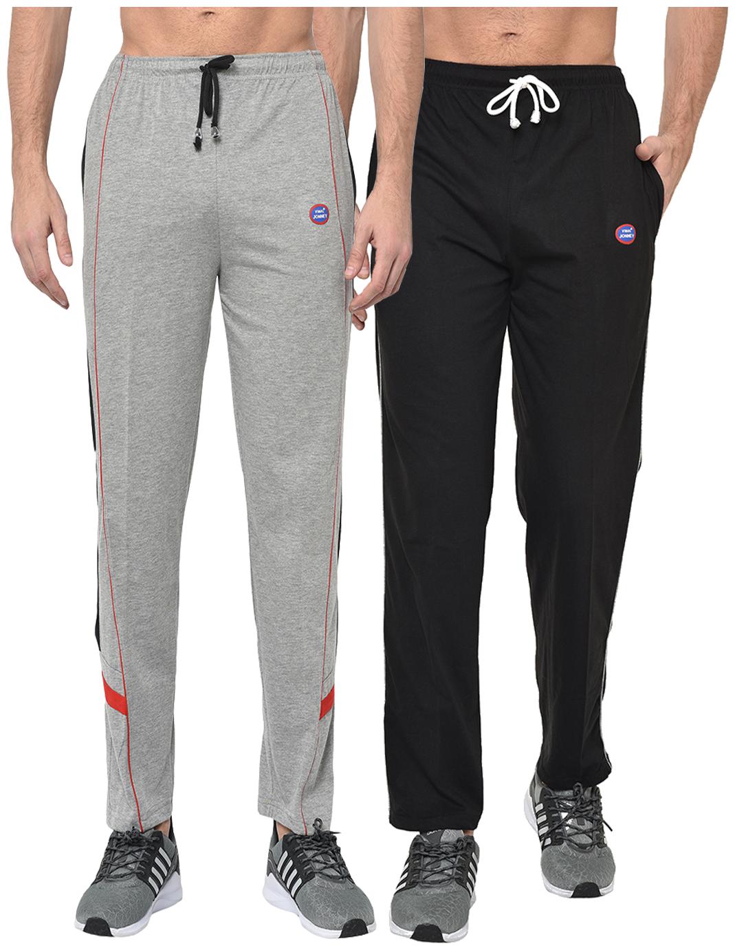 

VIMAL JONNEY Men Black Grey Solid Regular fit Track pants