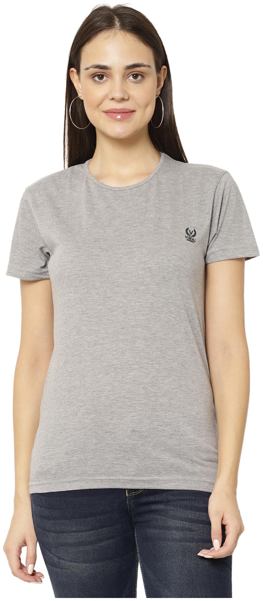 

VIMAL JONNEY Women Grey Regular fit Round neck Blended T shirt