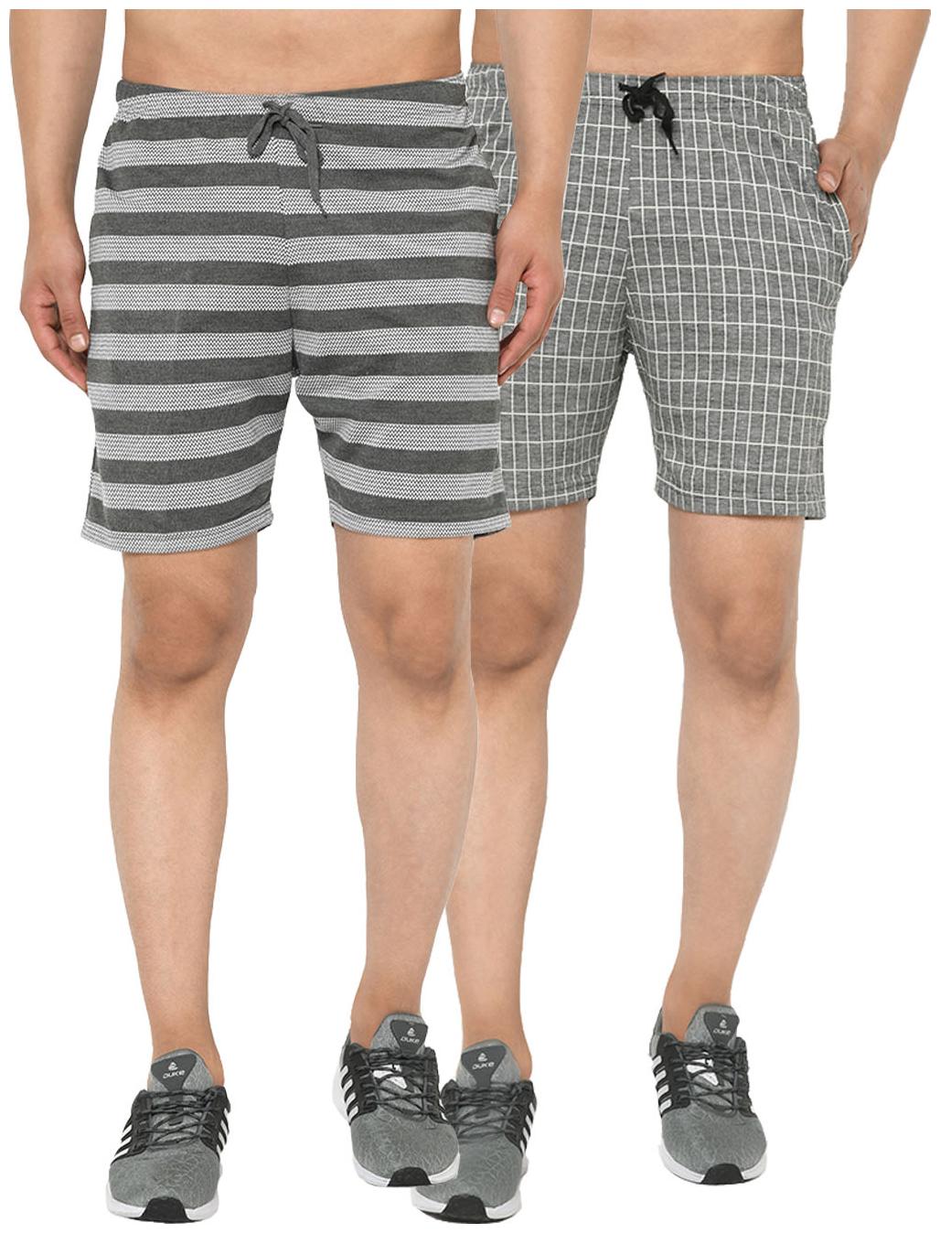 

VIMAL JONNEY Men Grey Black Regular Fit Regular Shorts