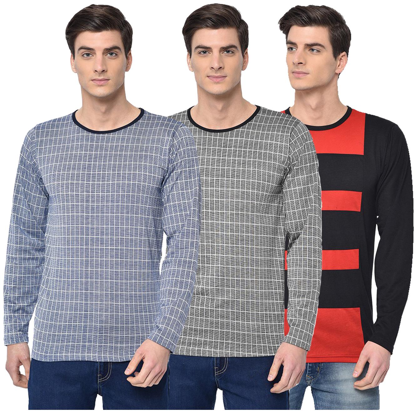 

VIMAL JONNEY Men Multi Regular fit Cotton Blend Round neck T-Shirt - Pack Of 3