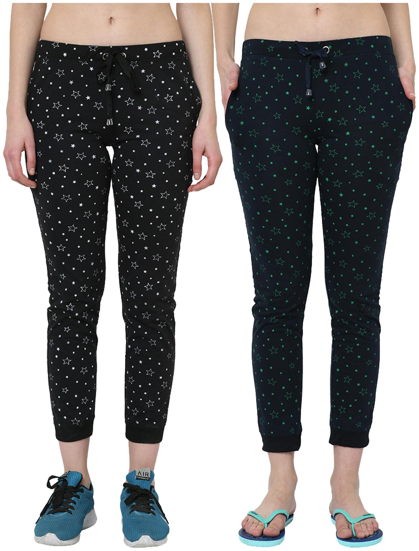 

VIMAL JONNEY Women Cotton Blend Printed Black Navy Joggers