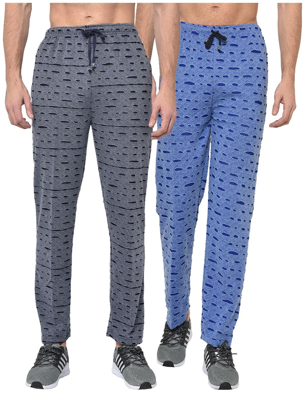 

VIMAL JONNEY Men Cotton Blend Self Design Blue Track Pants
