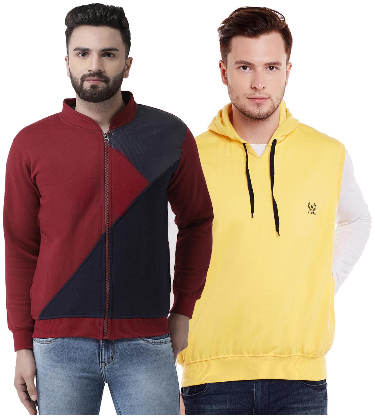 

VIMAL JONNEY Multicolor Cotton Sweatshirts For Men(Pack Of 2)