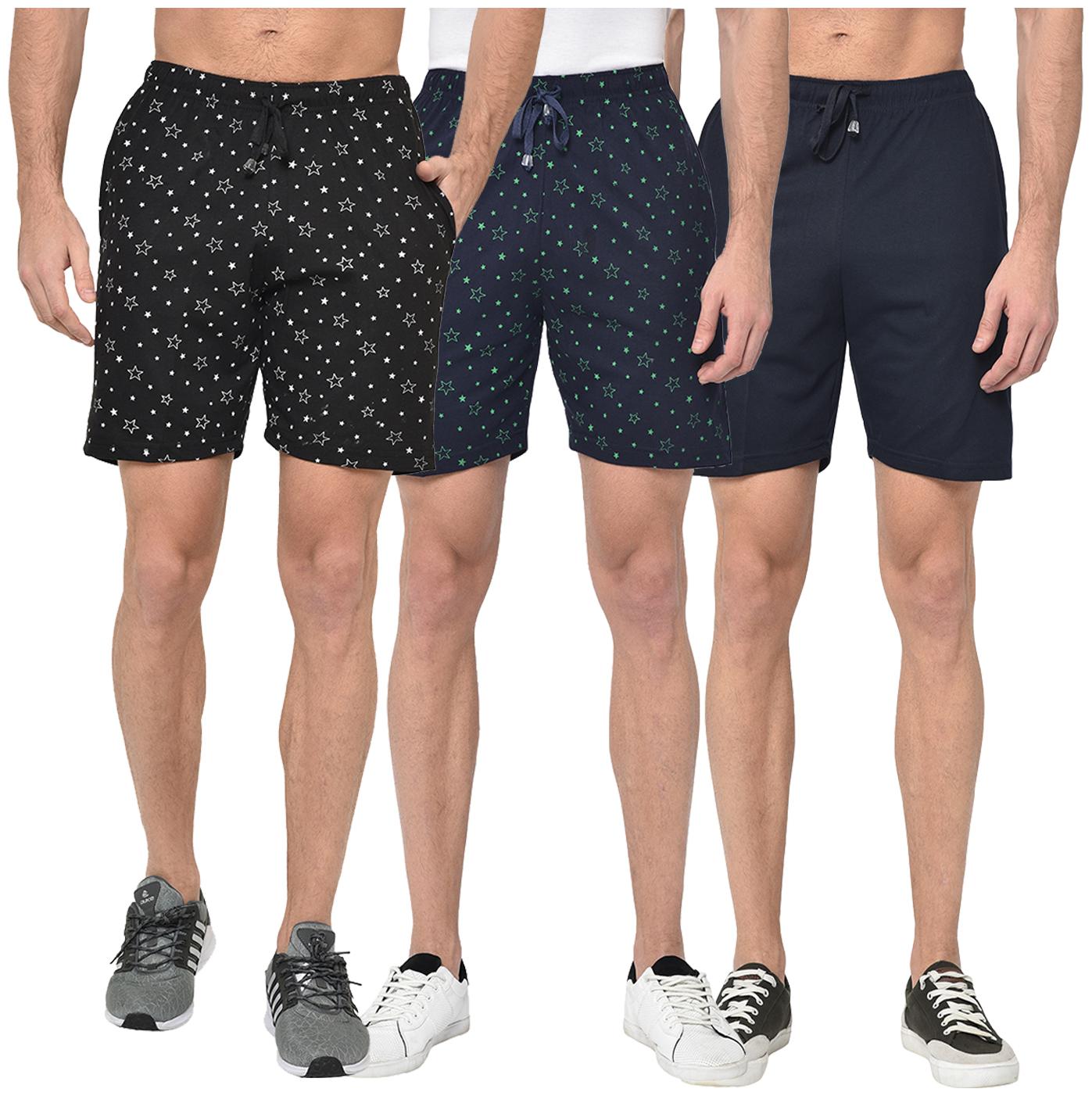 

VIMAL JONNEY Men Navy Blue Black Regular Fit Regular Shorts