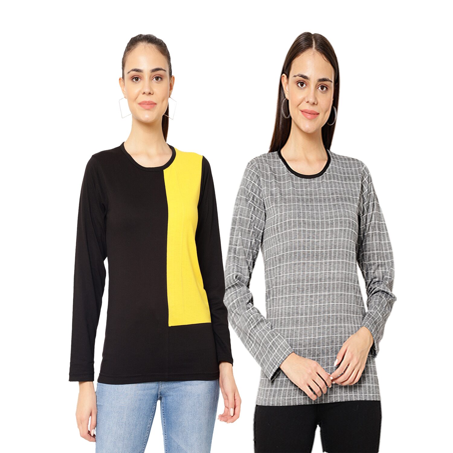 

VIMAL JONNEY Women Multi Regular fit Round neck Cotton T shirt